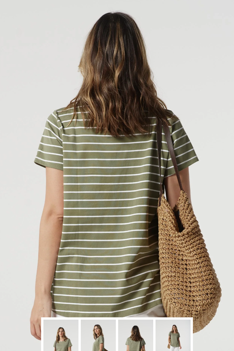 3311-21-S25 Meadow Cotton A-line Tee - Sage/White