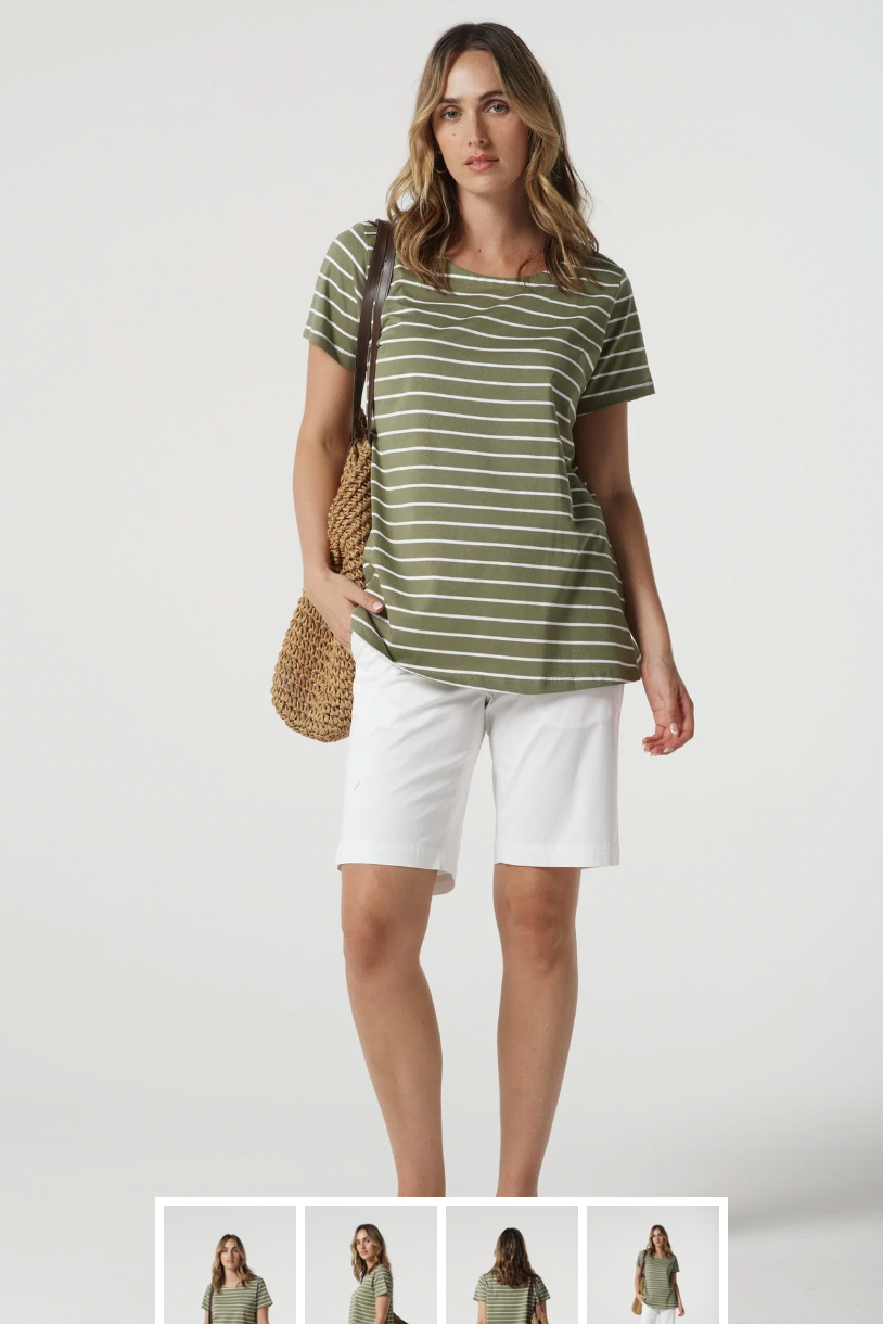 3311-21-S25 Meadow Cotton A-line Tee - Sage/White