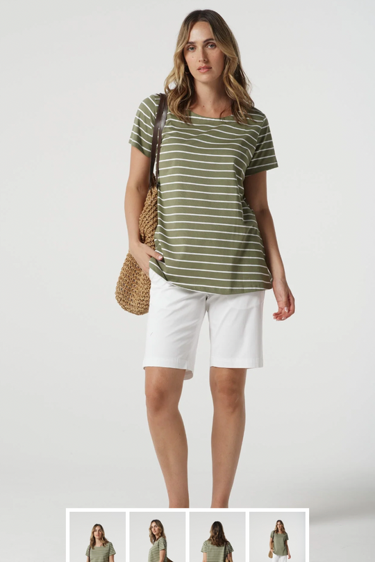 3311-21-S25 Meadow Cotton A-line Tee - Sage/White