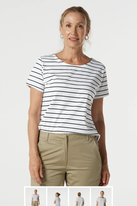 3310-21-S25 relax Cotton Crew Neck Stripe Tee