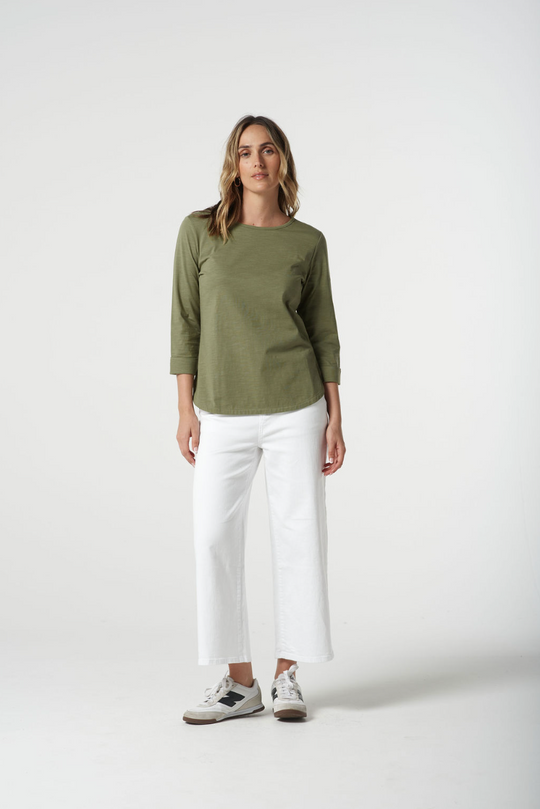3152 Classic Cotton 3/4 Sleeve Tee - Sage Green