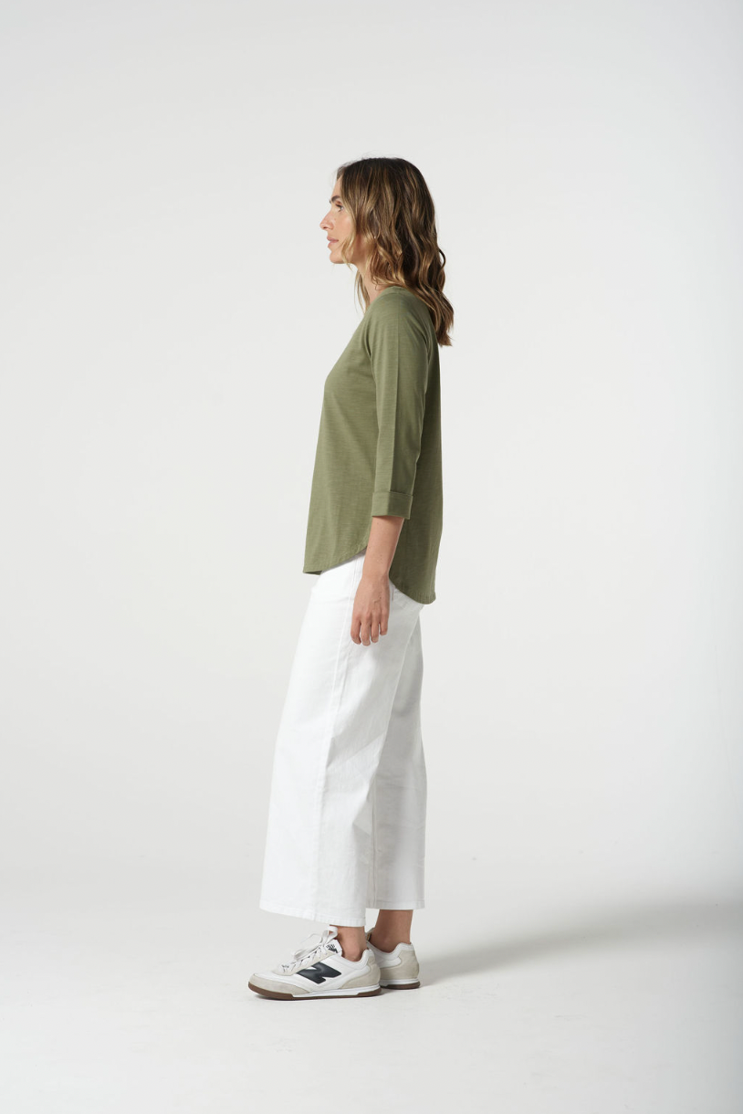 3152 Classic Cotton 3/4 Sleeve Tee - Sage Green