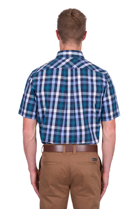 T5S1113044 Men’s John Check 1-Pocket Short Sleeve Shirt | Navy/Blue