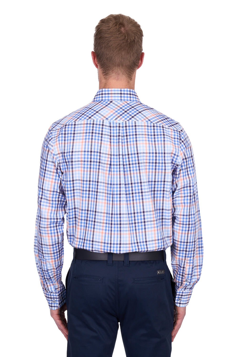 T5S1115031 Men’s Mark Check 2-Pocket Long Sleeve Shirt | Navy / Melon