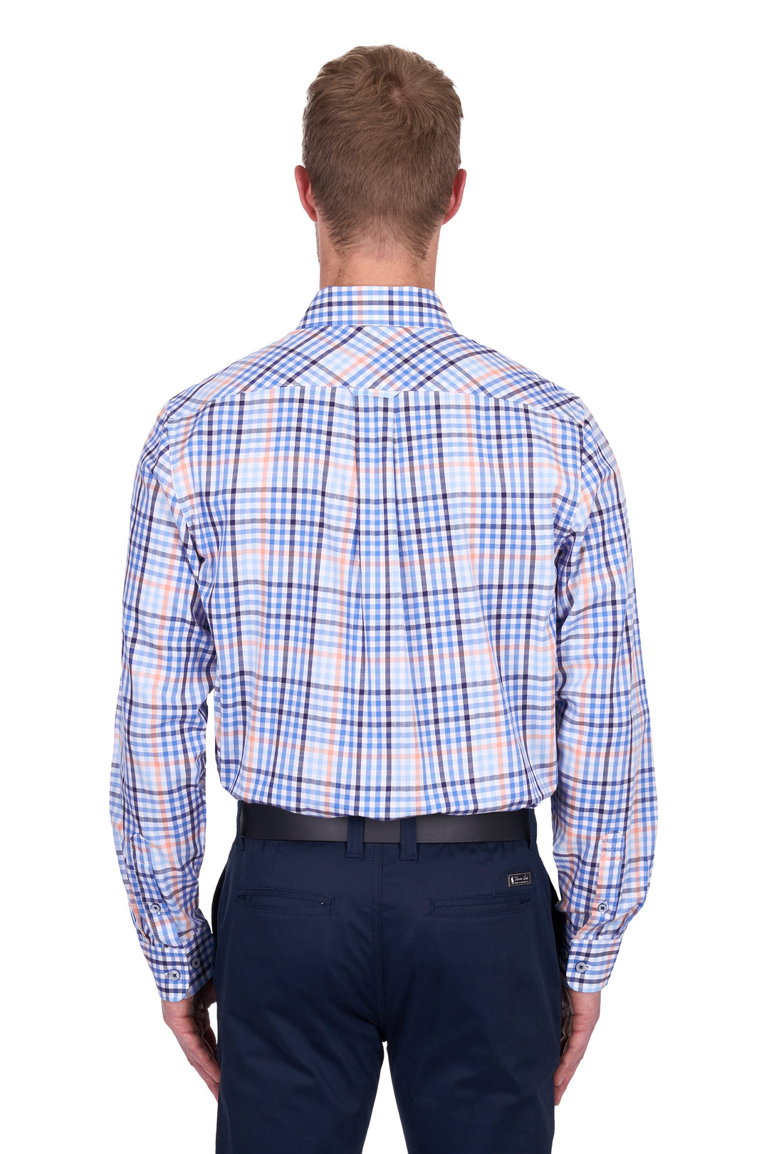 T5S1115031 Men’s Mark Check 2-Pocket Long Sleeve Shirt | Navy / Melon