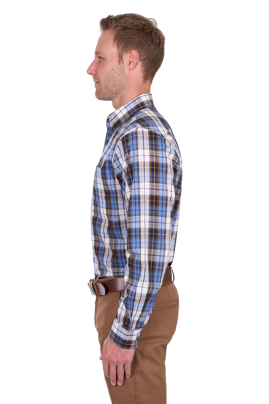 T5S1118037 Men’s Daniel Check 1-Pocket Long Sleeve Shirt | Navy/Green