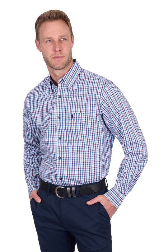 T5S1118038 Men’s Joseph Check 1-Pocket Long Sleeve Shirt  | Navy / Blue