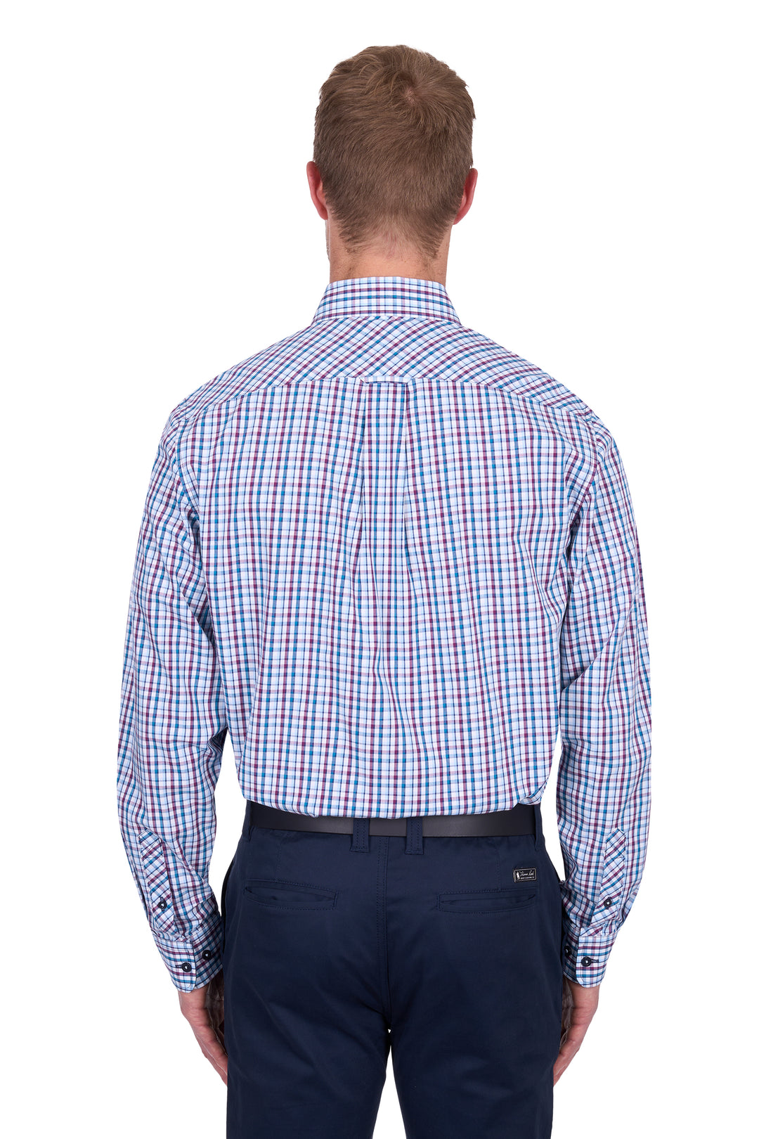 T5S1118038 Men’s Joseph Check 1-Pocket Long Sleeve Shirt  | Navy / Blue