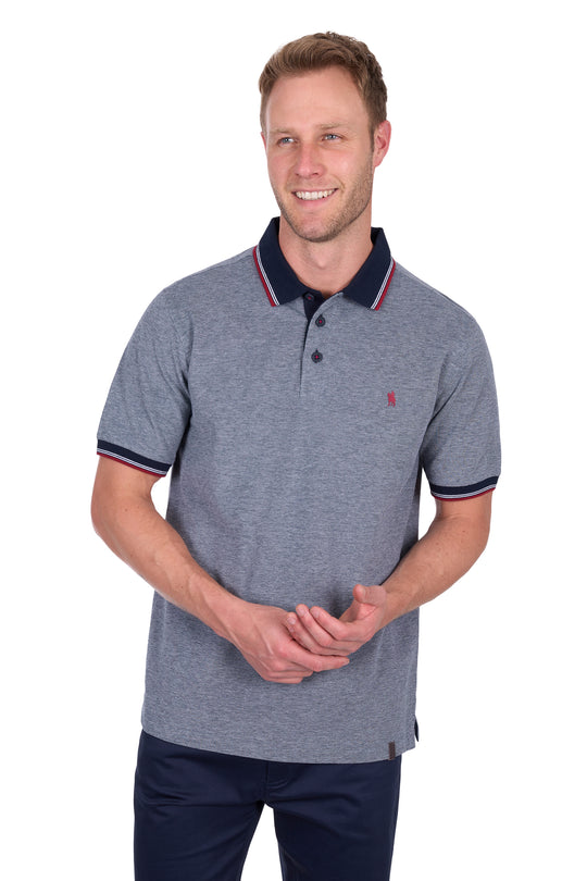 T5S1506013 Men’s Dan Tailored Short Sleeve Polo | Navy / Marle