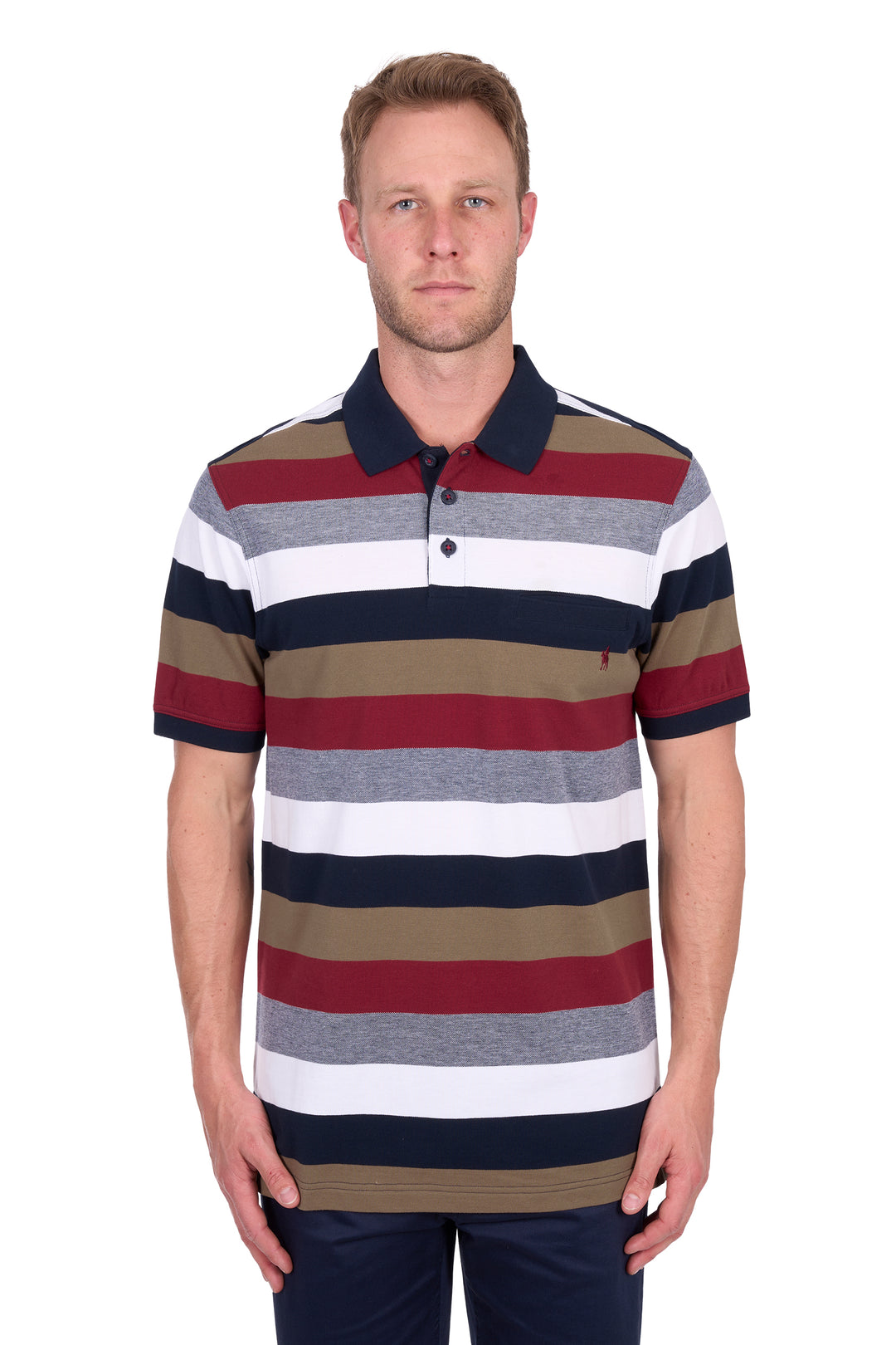 T5S1509021 Men’s Sean 1-Pocket Short Sleeve Polo | Navy / Red