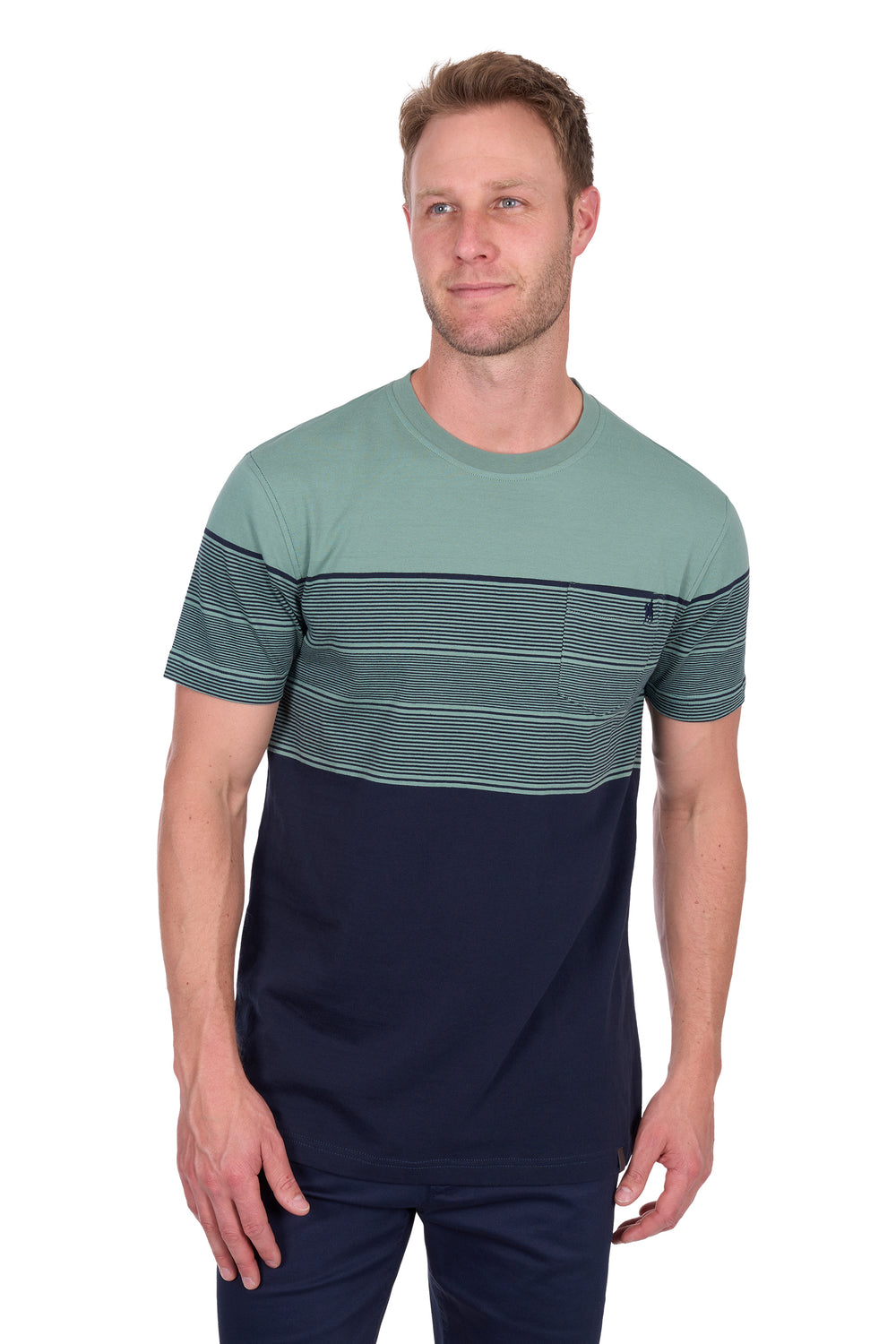 T5S1516010 Mens Jason 1PKT SS Tee | Navy/Sage