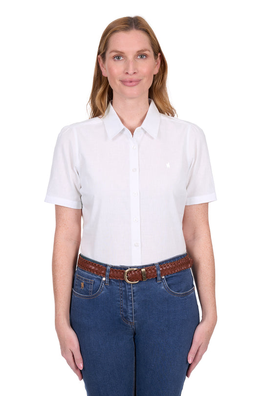 T5S2125045 Women’s Sally Linen Short Sleeve Shirt | White