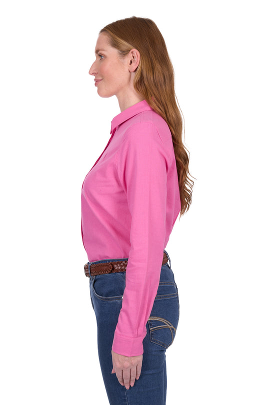t5s2130045 Wmns Blake LS Shirt | Bright Pink