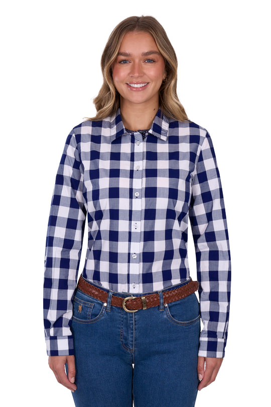 T5S2130114 Women's Scarlet Tab Long Sleeve Shirt | Navy / White