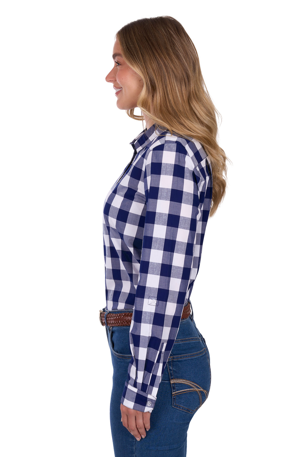 T5S2130114 Women's Scarlet Tab Long Sleeve Shirt | Navy / White