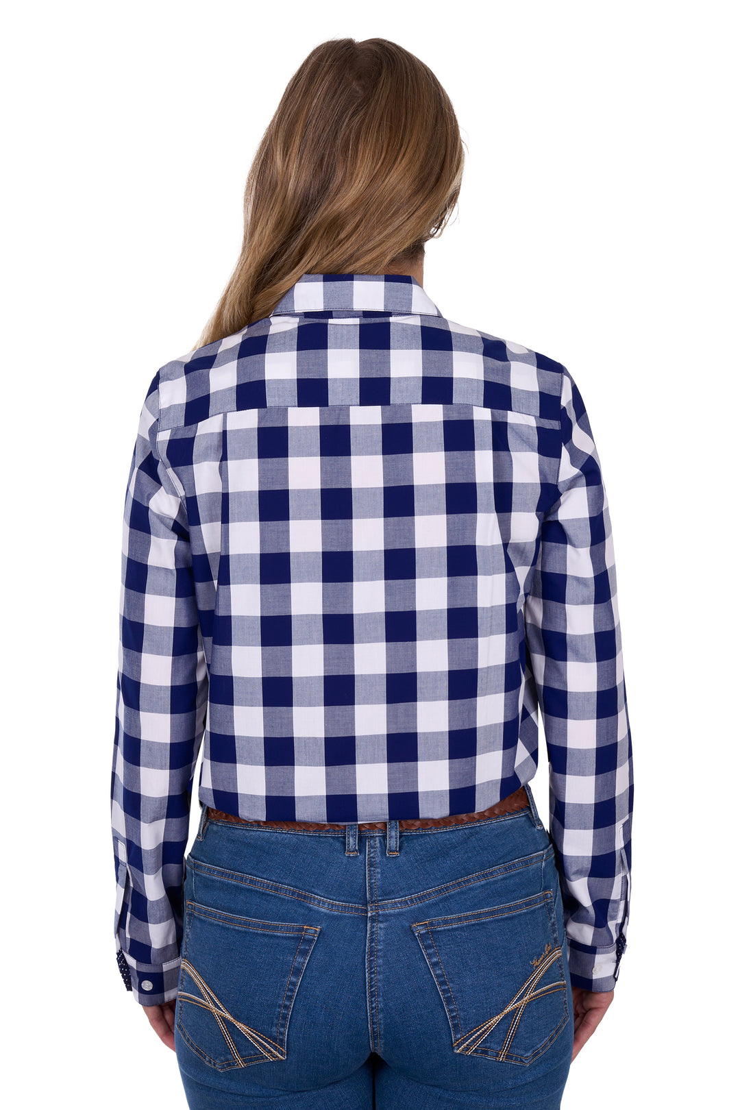 T5S2130114 Women's Scarlet Tab Long Sleeve Shirt | Navy / White