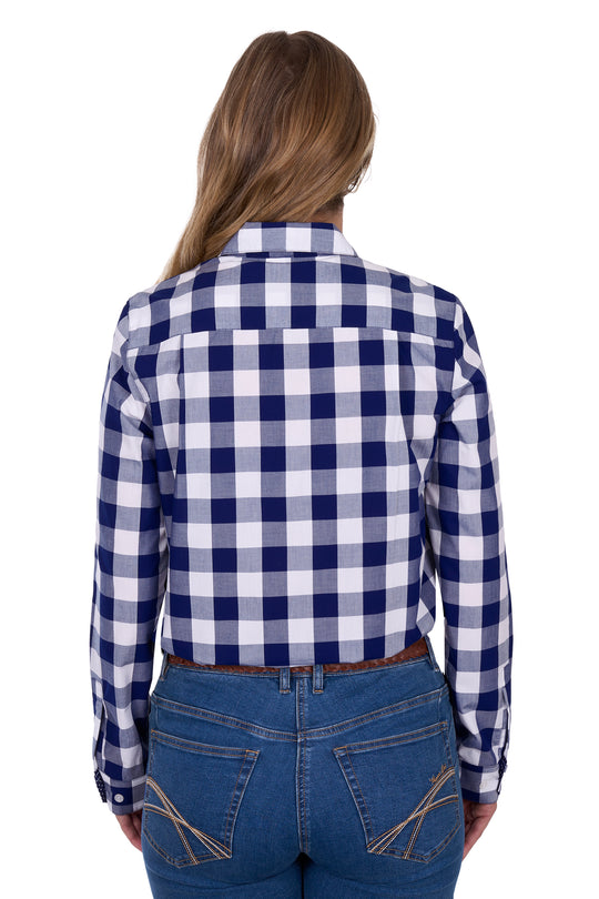T5S2130114 Women's Scarlet Tab Long Sleeve Shirt | Navy / White