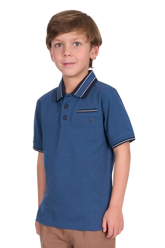 T5S3509014 Boys Ben 1Pkt SS Polo | Blue Ocean