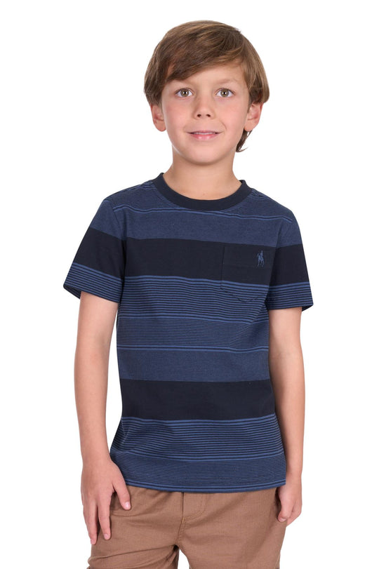 T5S3514011 Boys Edward 1Pkt SS Tee | Navy/Blue Ocean