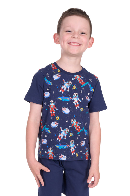 T5S3901PJS Boy’s Galaxy Glow In the Dark Pj’s | Navy