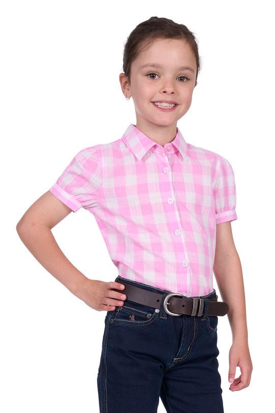 T5S5106084 Girl’s Eliza Short Sleeve Shirt | Pink / White