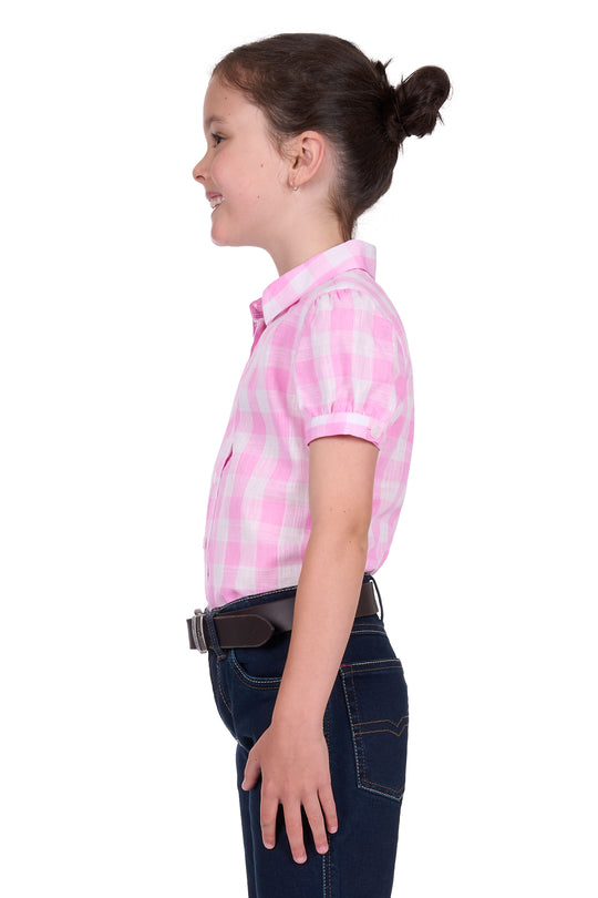 T5S5106084 Girl’s Eliza Short Sleeve Shirt | Pink / White