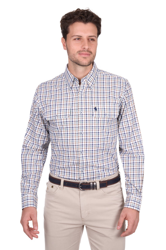 T6W1115041 Mens Chad 2PKT LS Shirt | Navy/Green