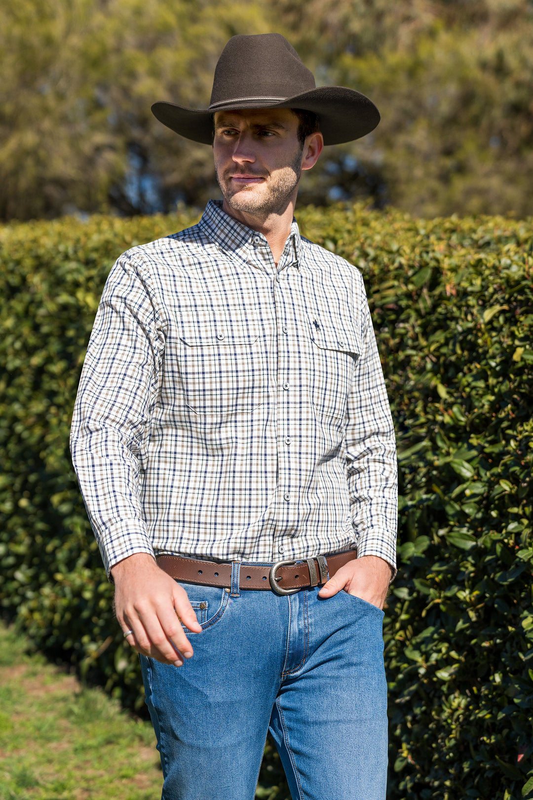 T6W1115041 Mens Chad 2PKT LS Shirt | Navy/Green