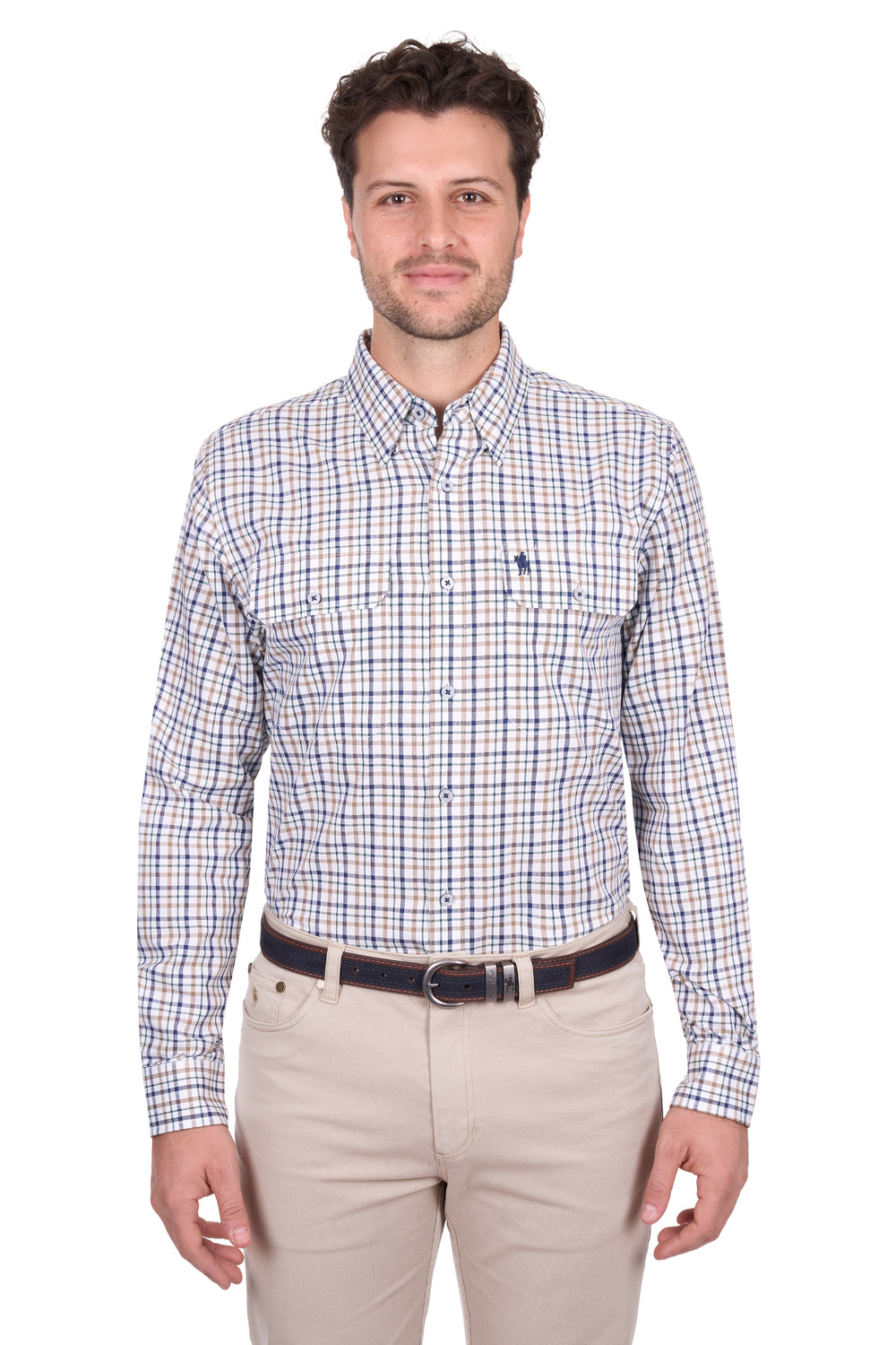 T6W1115041 Mens Chad 2PKT LS Shirt | Navy/Green