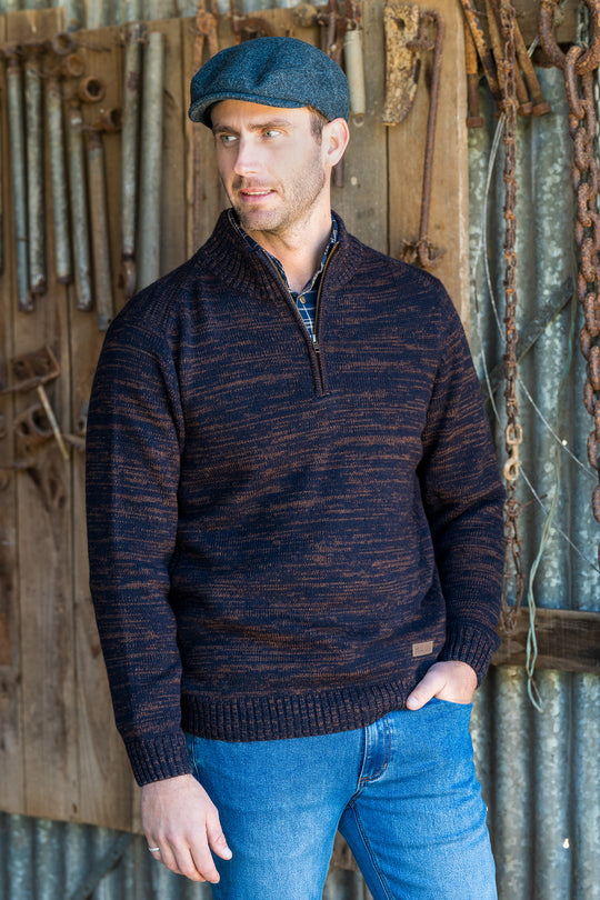 T6W1519001 Mens Jesse 1/4 Zip Jumper | Chestnut