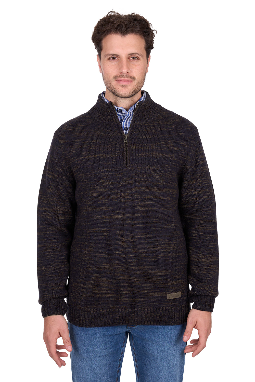 T6W1519001 Mens Jesse 1/4 Zip Jumper | Chestnut