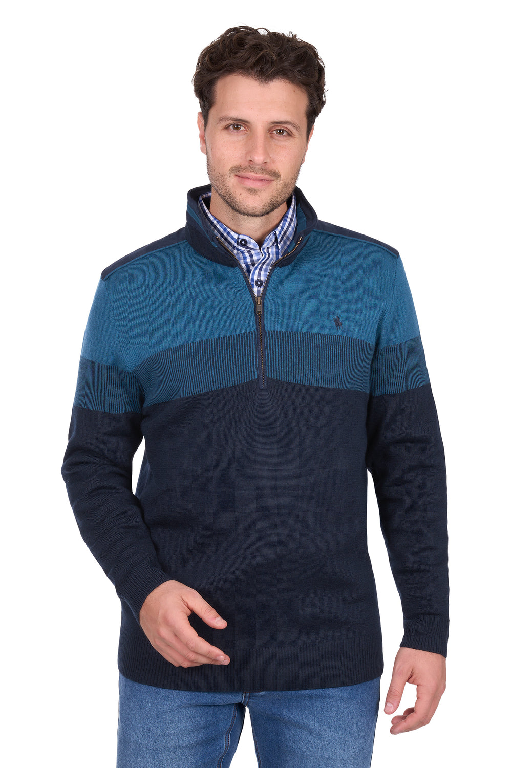 T6W1523004 Mens Jerry 1/4 Zip Jumper | Navy/Petrol