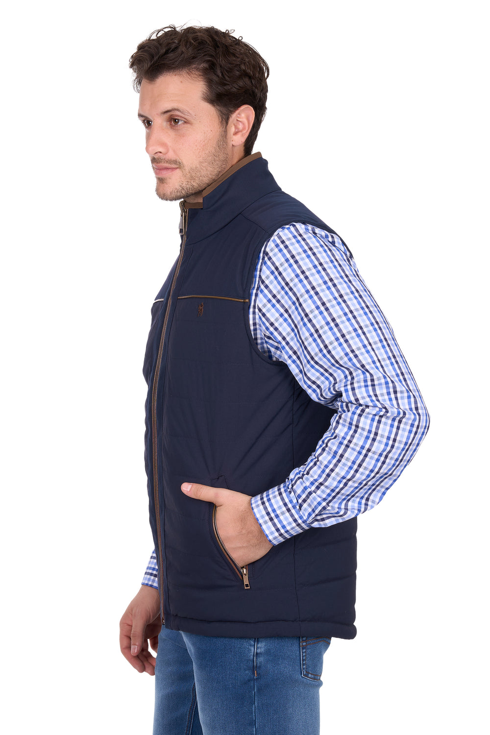 T6W1608170 Mens Toby Rev Vest | Navy/Tan
