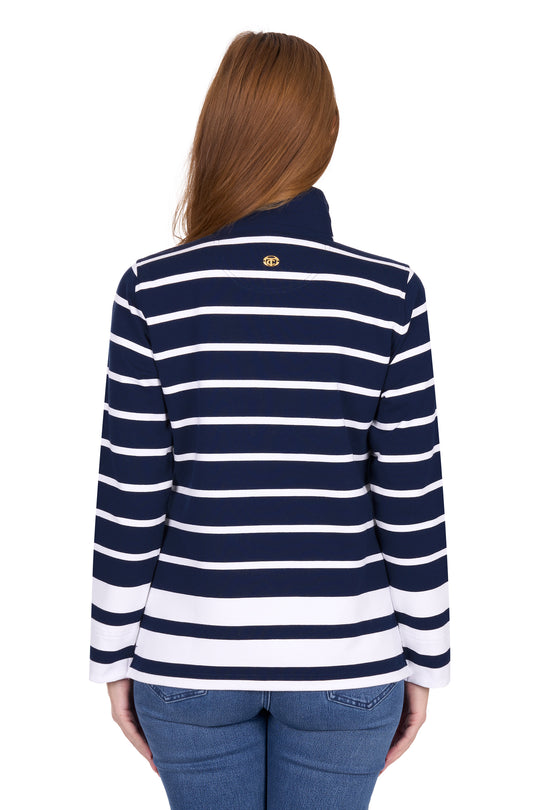 T6W2527077 Wmns Ava 1/4 Zip Rugby | Navy/White