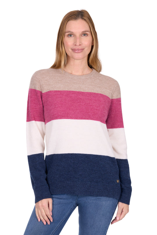 T6W2546091 Women's Maya Stripe Knit Jumper | Rasberry / Multi
