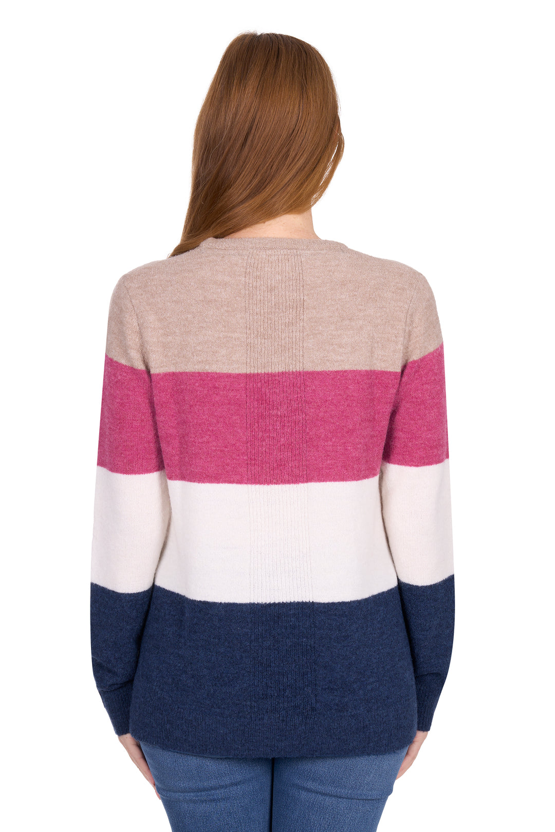 T6W2546091 Women's Maya Stripe Knit Jumper | Rasberry / Multi