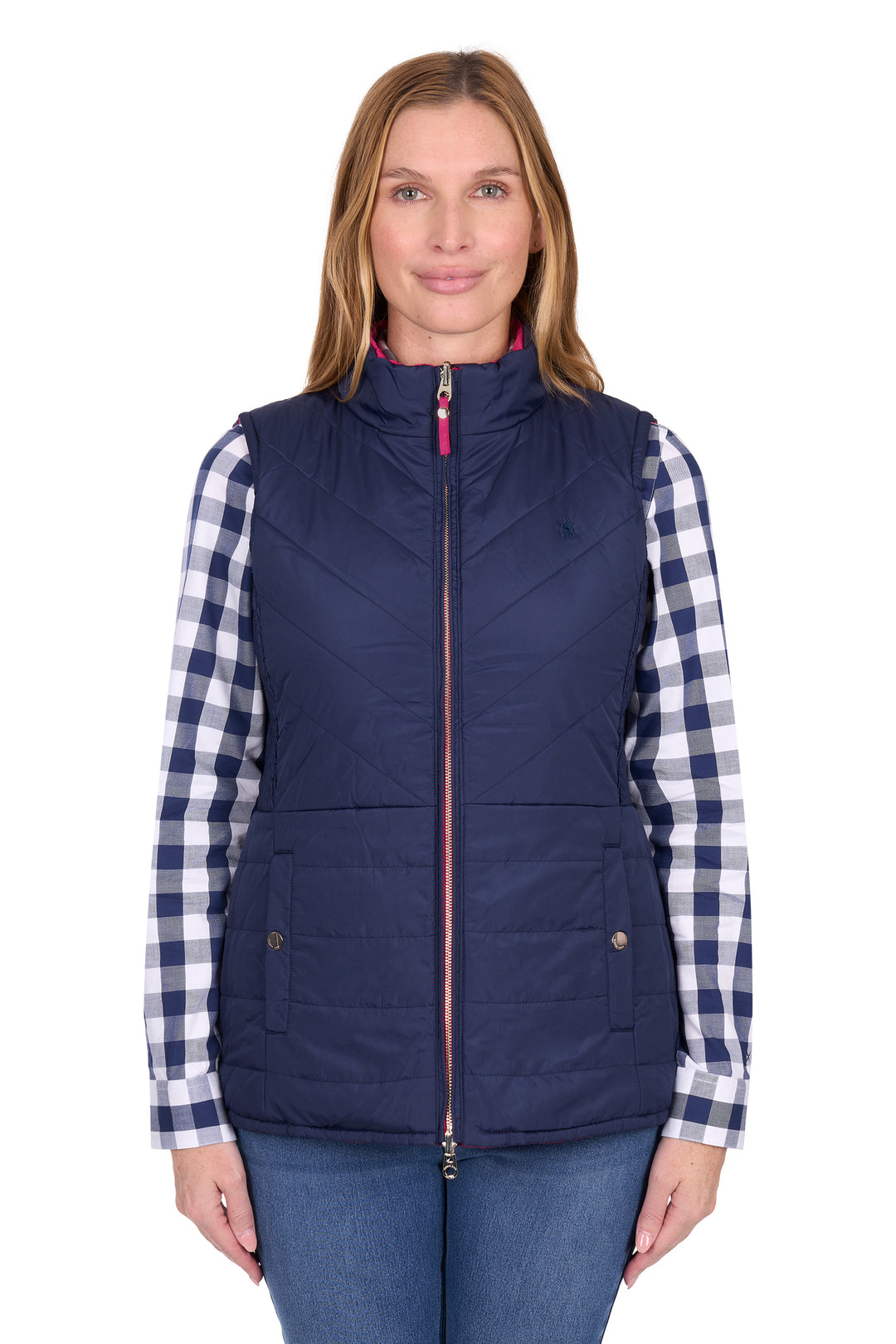 T6W2620056 Wmns Mayfield Revs Vest | Hot Pink/Navy