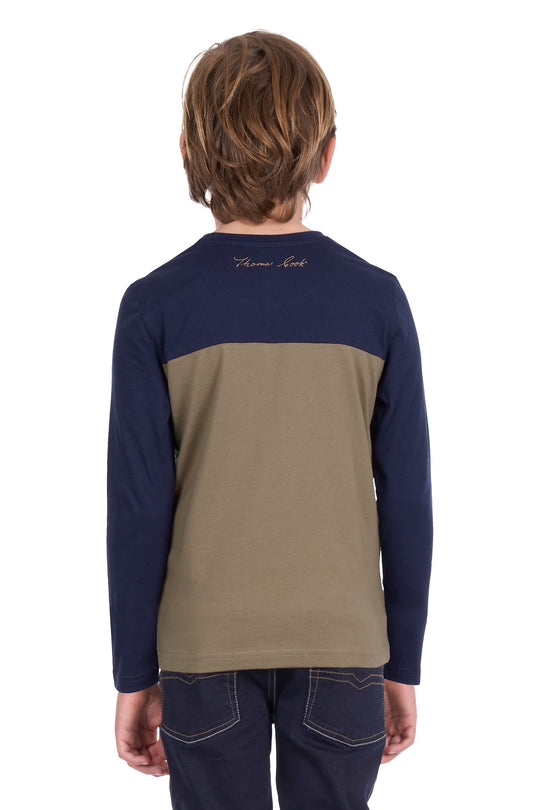 T6W3517201 Boys Karl Henley LS Tee | Navy/Tan