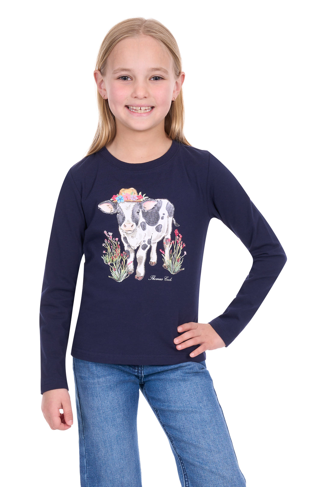 T6W5501134 Girls Kelly LS Tee |Navy