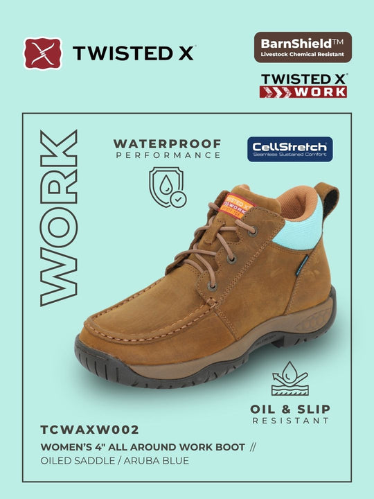 TCWAXW002 Women’s 4” All Around Work Boot | Oiled Saddle | Aruba Blue
