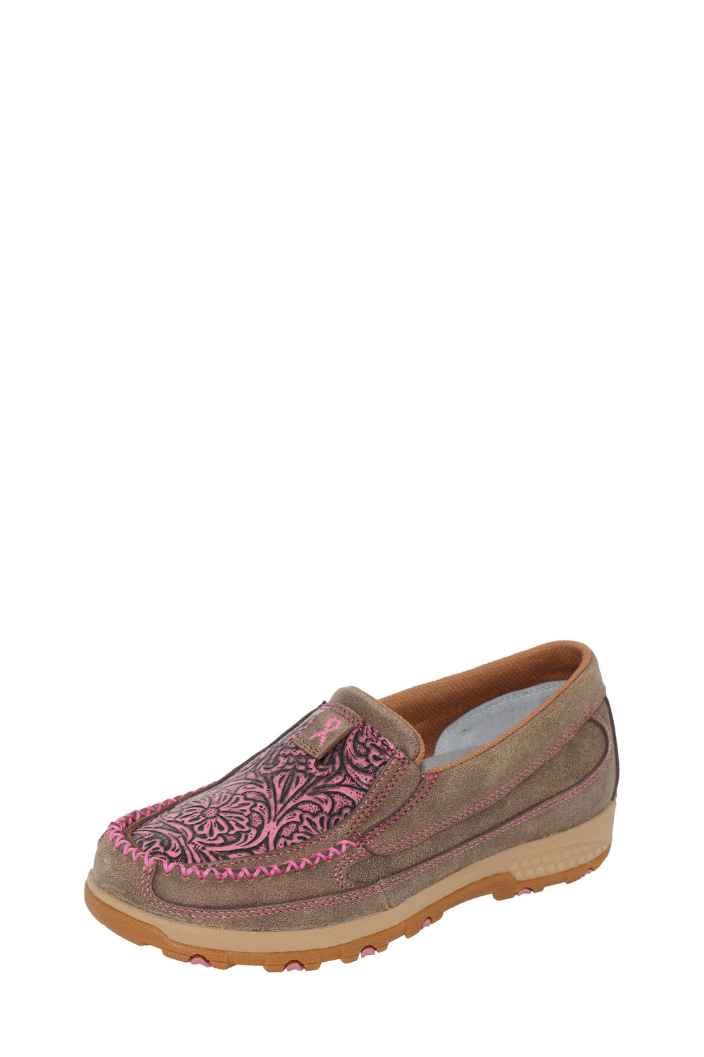 TCWXC0068 WOMEN’S TOOLED PINK CELLSTRETCH MOCS SLIP ON | Bomber/Pink