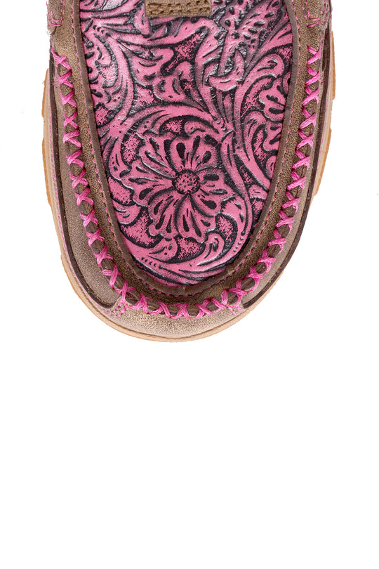 TCWXC0068 WOMEN’S TOOLED PINK CELLSTRETCH MOCS SLIP ON | Bomber/Pink