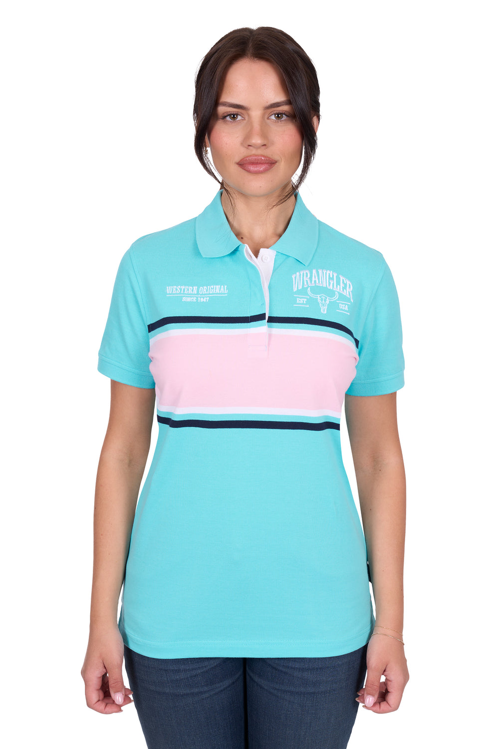 X5S2565413 Women’s Lyndel Short Sleeve Polo | Aqua