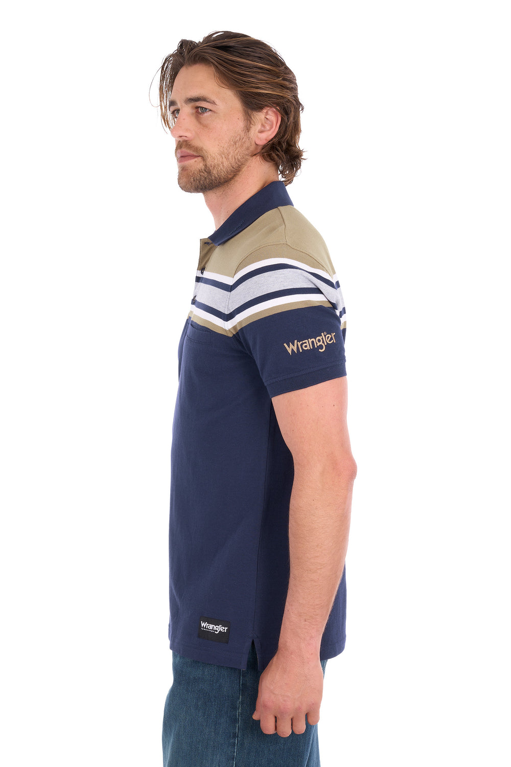 X6S1560678 Men’s Tyrone 1-Pocket Short Sleeve Polo / Navy | Tan