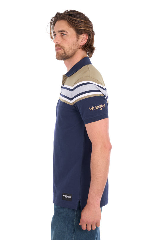 X6S1560678 Men’s Tyrone 1-Pocket Short Sleeve Polo / Navy | Tan