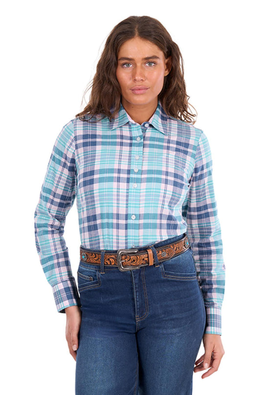 X6S2100607 Wmns Luisa LS Shirt | Teal/Pink