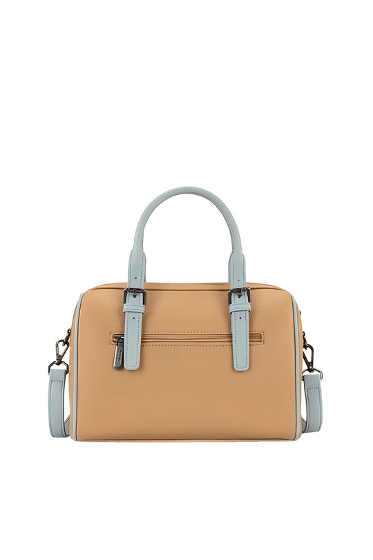 X6S4929BAG Boston Stitch Barrel Bag | Camel/Blue