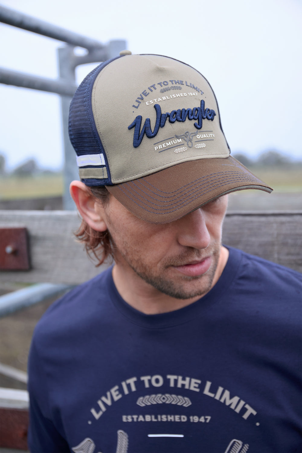 X6W1948CAP Joel High Profile Trucker Cap | Tan/Dark Tan