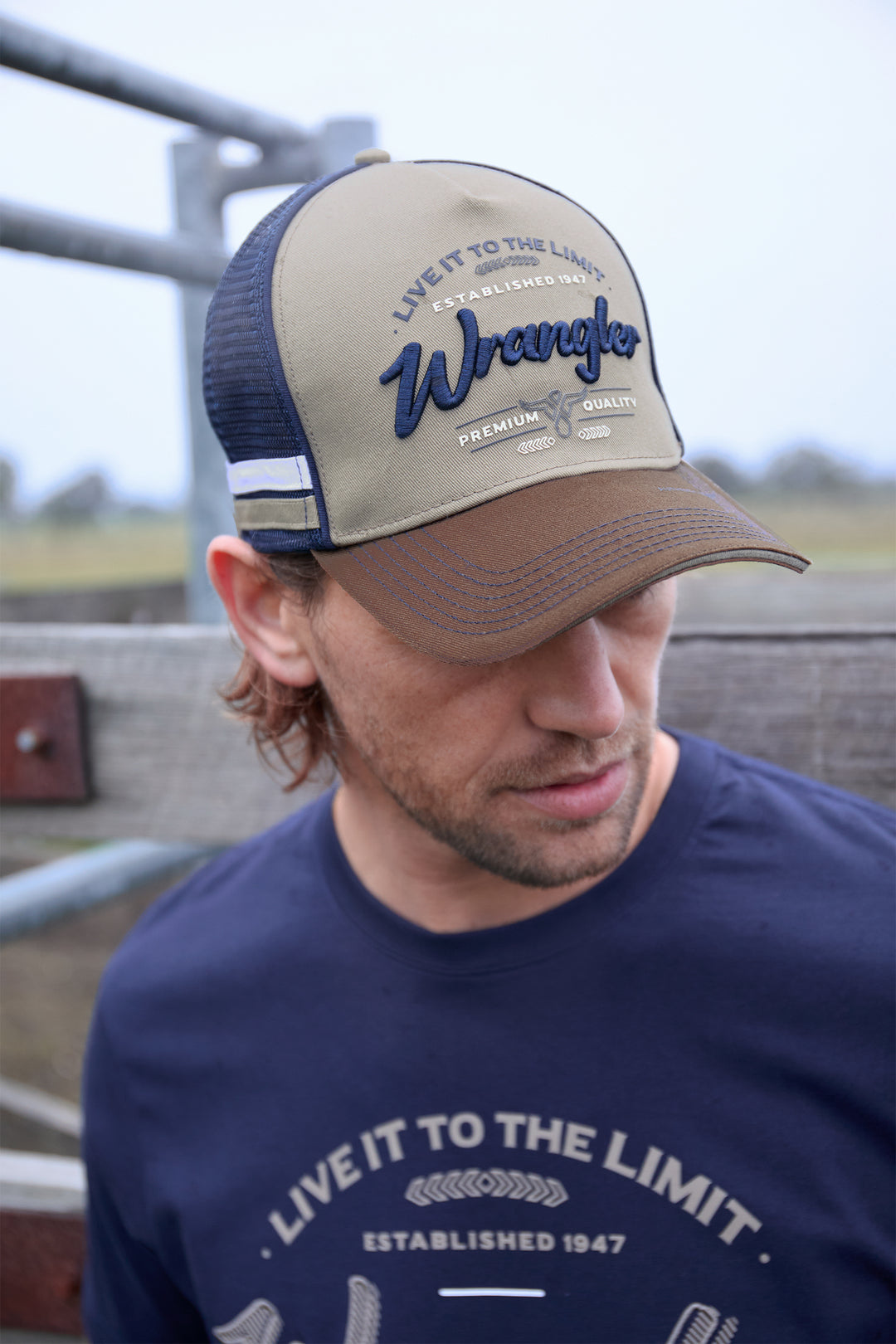 X6W1948CAP Joel High Profile Trucker Cap | Tan/Dark Tan