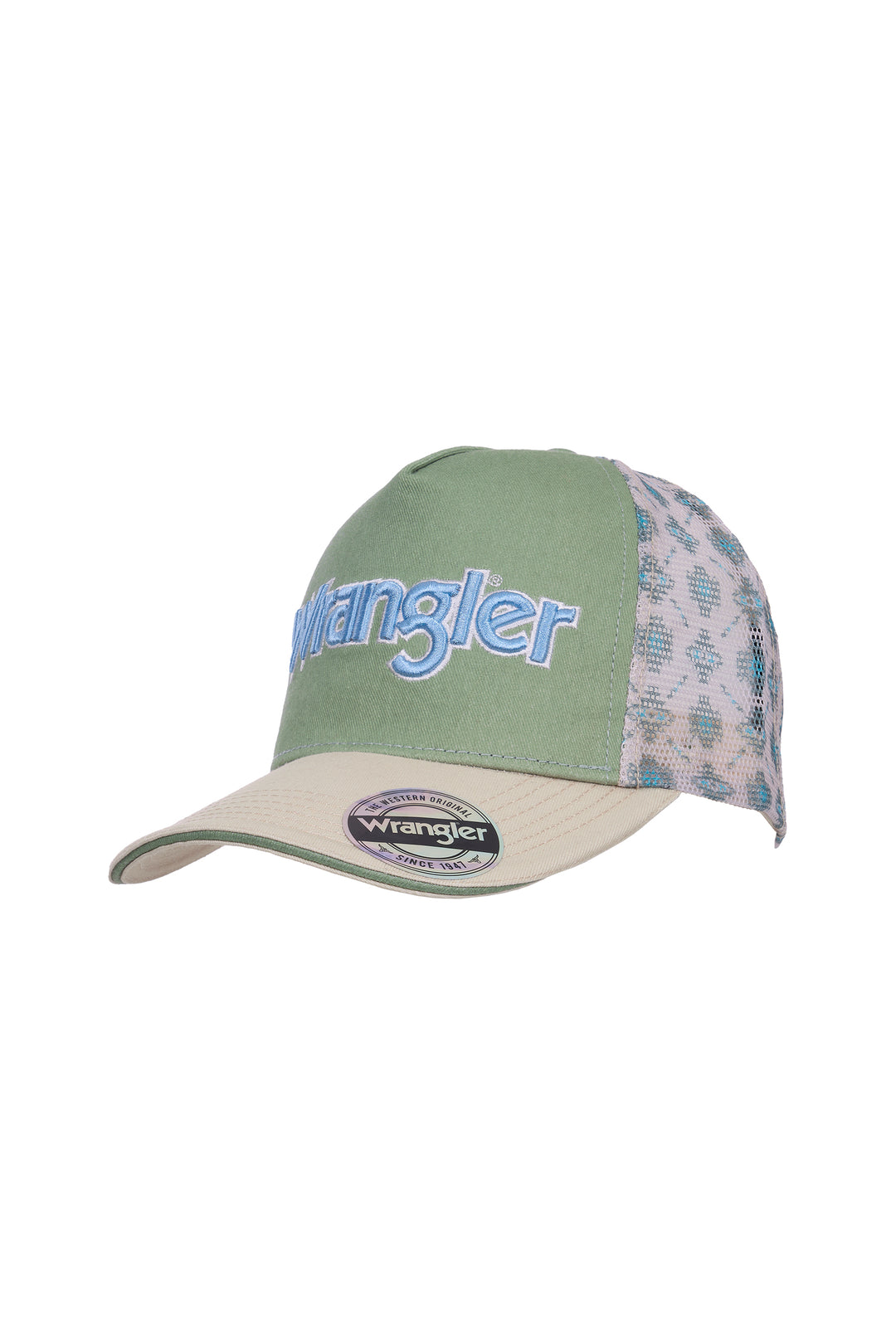X6W2935CAP Nat HP Ponytail Trucker Cap | Sage/Off White